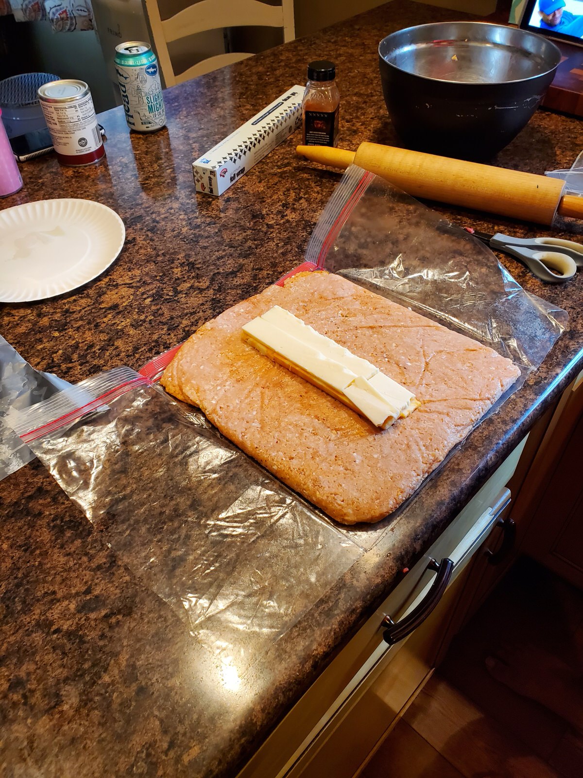 Rolled out turkey