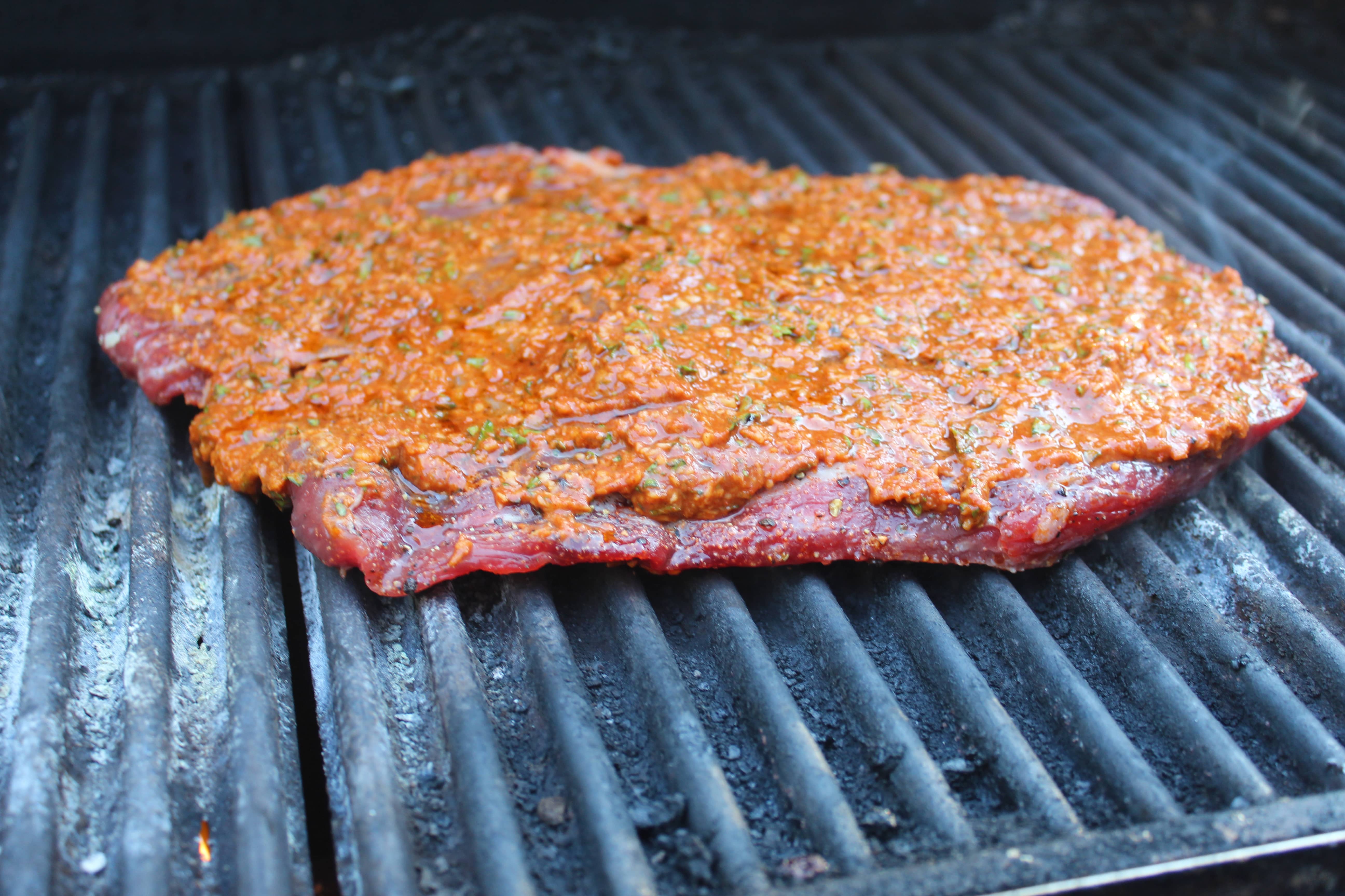 Flank Steak on Grill